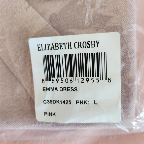 ELIZABETH CROSBY Anthropologie NWT Pink Emma Dress Tie Waist Large #0242-3 - Picture 8 of 9